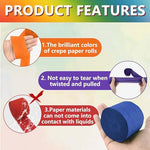 Demonstration of the crepe paper roll being twisted into a spiral for birthday backdrop design.