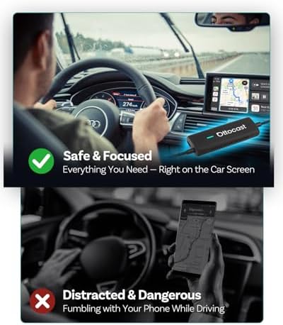 Close up of Ottocast Mirror Touch interface on car screen