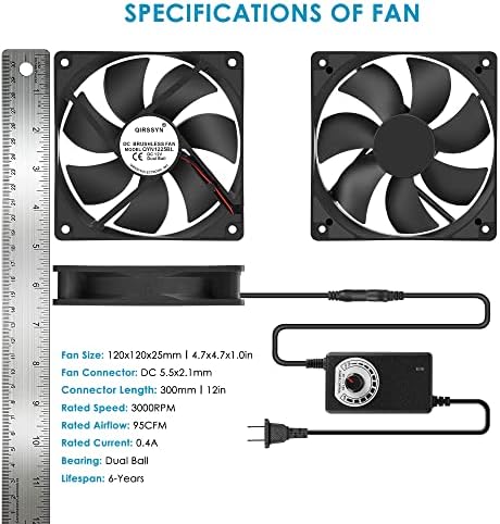 Side angle of the high speed 120mm component fan illustrating the robust double ball bearing frame architecture.