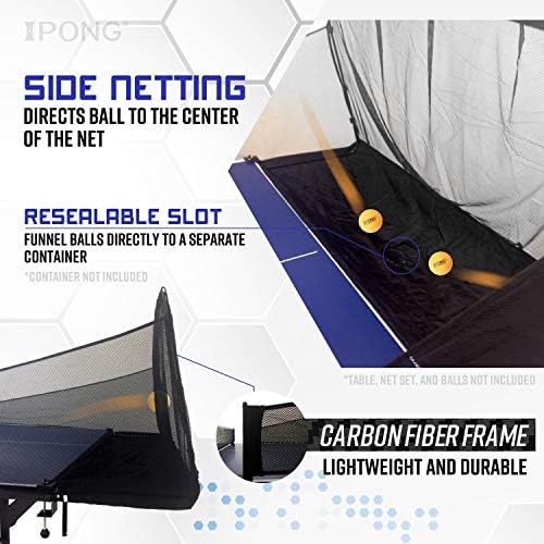 IPong ball catch net installed on regulation table tennis table