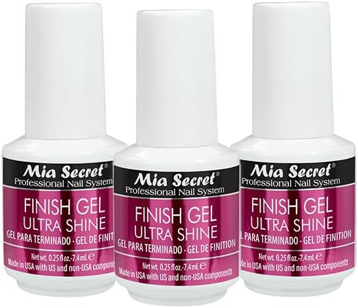 Mia Secret finish gel mini top coat front view high gloss bottle