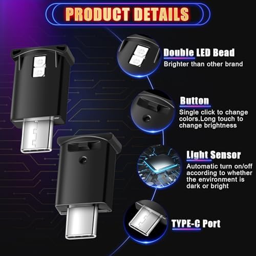 Frienda smart USB atmosphere light plugged into a vehicle console dashboard port