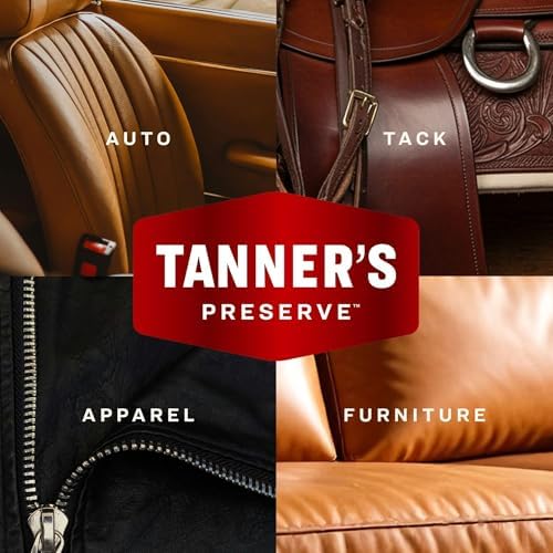 Tanner's Preserve professional leather cleaning liquid bottle for removing dirt and sweat from car interiors.