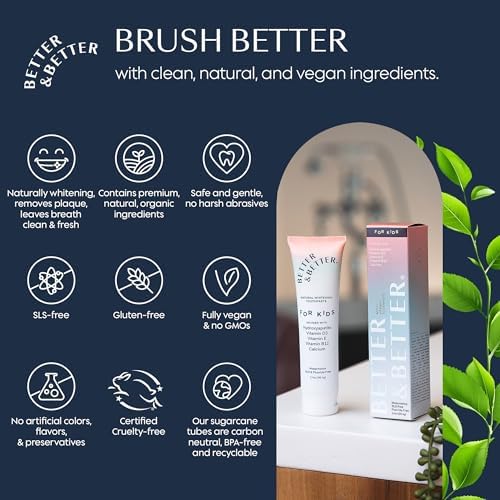 Better & Better Kids Toothpaste texture showing the clean white mineral paste for sensitive brushers.