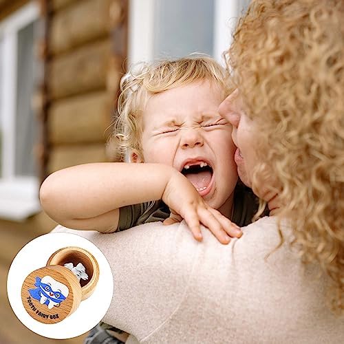 Side view of wooden tooth storage container for baby teeth