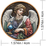 Vitoleo imported religious pocket keepsake coin held in hand showing size