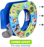 Disassembled components of the PAW Patrol potty training seat demonstrating easy cleaning.