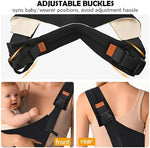 Close up view of the heavy duty buckle and non slip padded lining on the toddler sling bag.