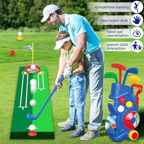 Close up of Letapapa 20 piece golf set accessories and balls