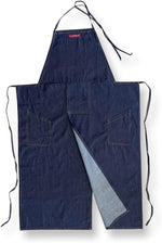 Claypron Blue Denim apron front view potters apparel