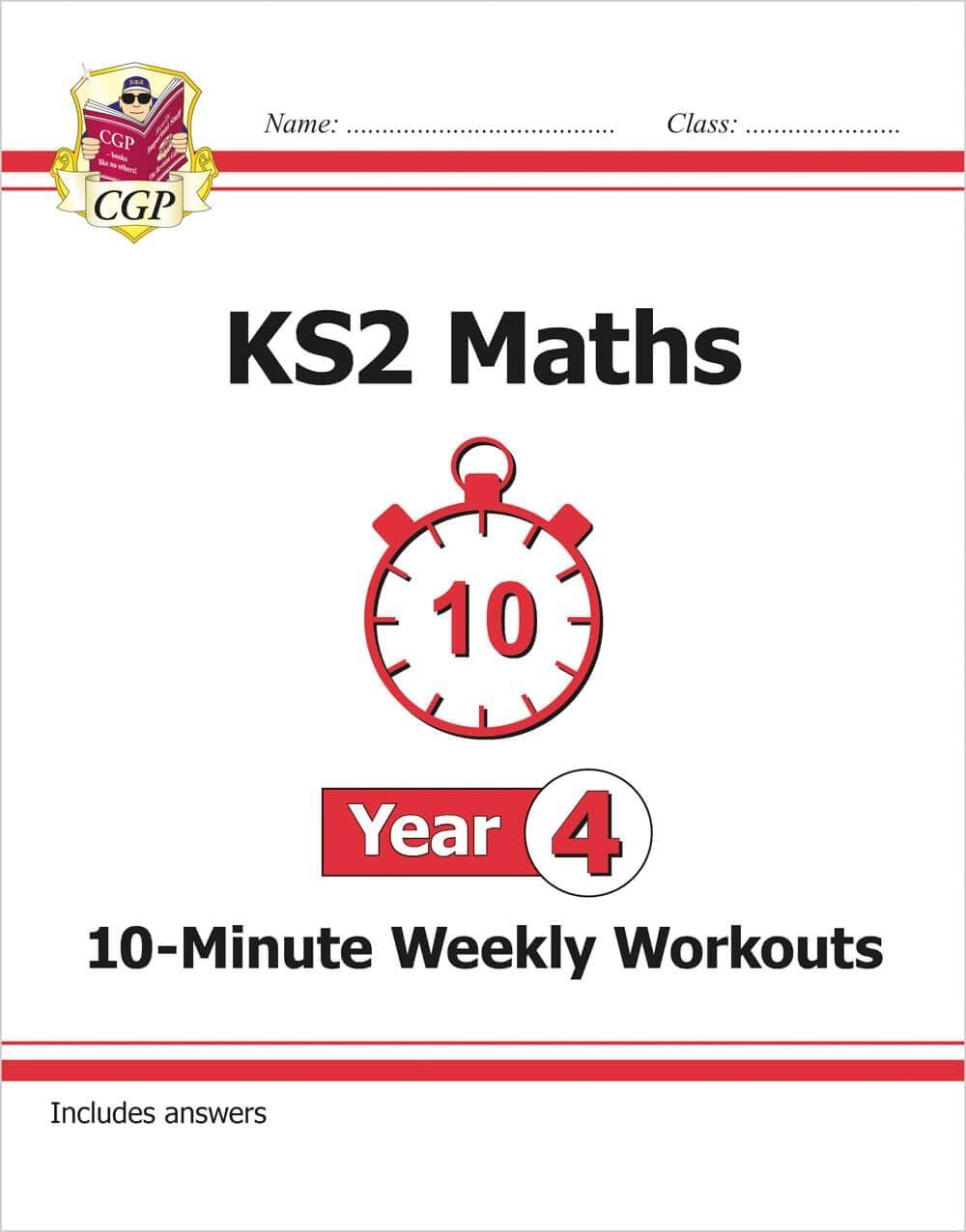 CGP Books New KS2 Maths 10-Minute Weekly Workouts Year 4 front cover paperback