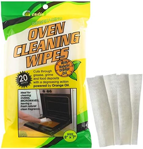 Cadie microwave and oven cleaning sheets removing grease from a kitchen stove