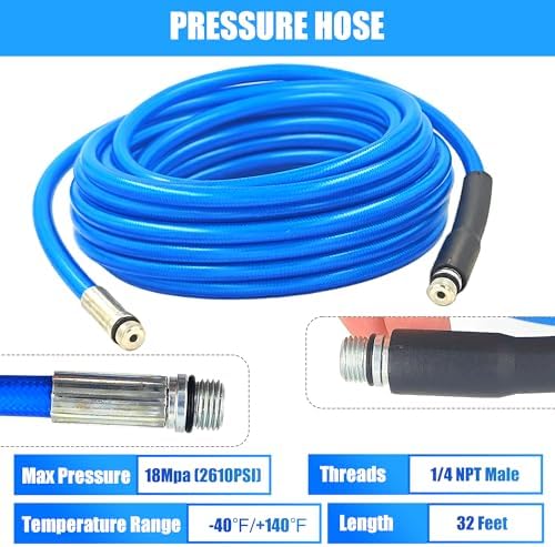 Detail shot of the reinforced PVC hose material highlighting its flexibility and resistance to high pressure.