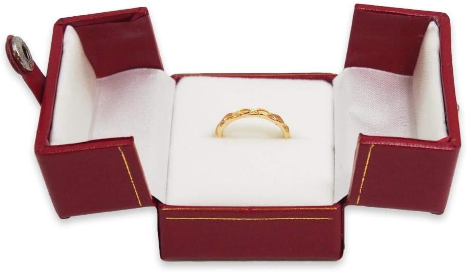 Red Deluxe Snap-Tab Leatherette Earring Box - Image 15