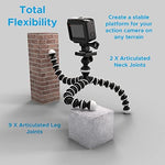 Digicharge action cam mount stand with quick release plate showing close up of the three hundred sixty degree ball head