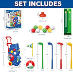 Child playing with Letapapa golf clubs and putting mat