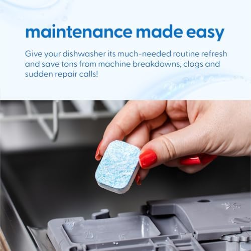 Instructions for use on M3 Naturals dishwasher cleaner packaging