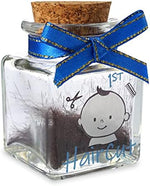 Hamuiers baby keepsake box with cork stopper and blue ribbon
