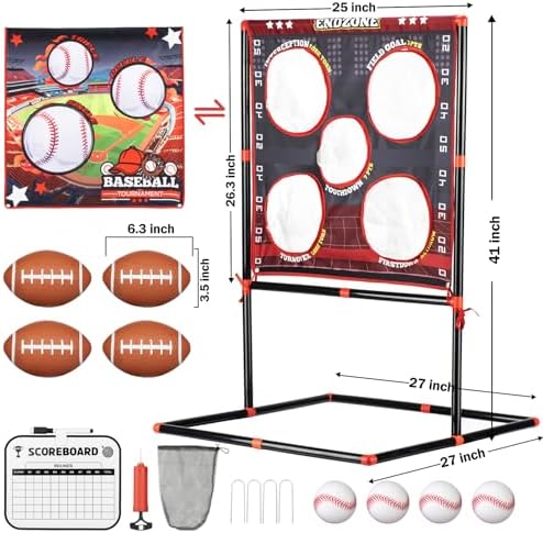 Kids outdoor sports target toy set showing the football throwing side mesh