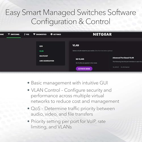Netgear Easy Smart Managed Essentials Switch GS308EP back panel showcasing the power supply input connection.