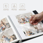 Vienrose linen cover photo album with the included metallic pen writing custom captions.