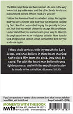 Moments With The Book The Romans Road Gospel Tract back panel details and publisher info