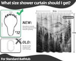 Interior bathroom shot illustrating the privacy and light transmission of the QGHOT charcoal grey woodland curtain.