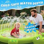Shallow turtle kiddie pool filled with water for safe toddler summer play