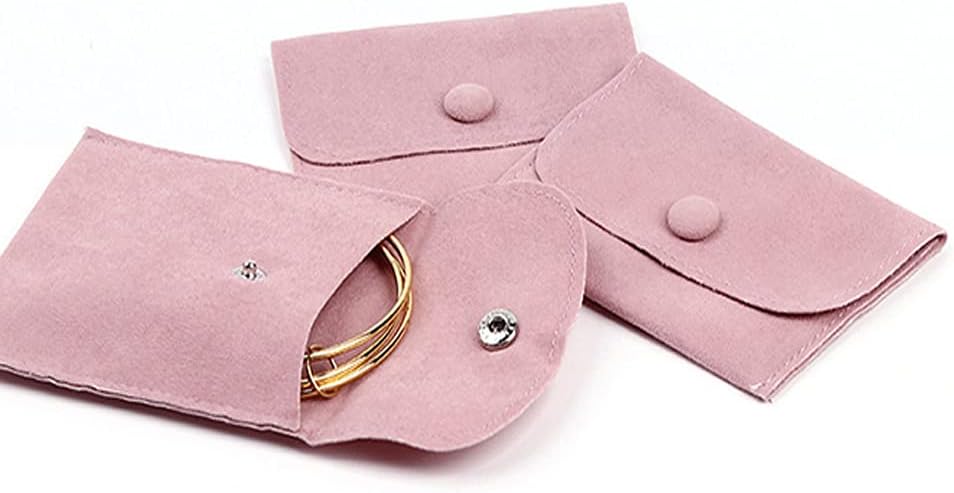 6 Pcs Velvet Jewelry Storage Bags with Snap Button Jewelry Gift Packaging Bags Purse Jewelry Pouches for Rings, Bracelets, Necklaces, Earrings,Watch and Other Small Item (Pink) - Image 2