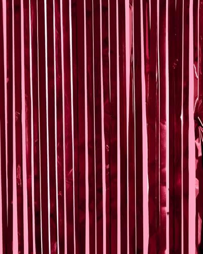 Glitch free party decorations showing the top header adhesive strip of the metallic tinsel backdrop