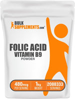 BulkSupplements Vitamin B9 powder nutrition facts label