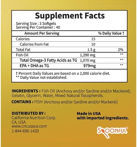 Spoonful iFOS certified fish oil 1290 milligrams per serving premium purity seal close up