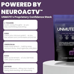 Unmute plant based confidence supplement pouch containing 30 berry flavored gummies