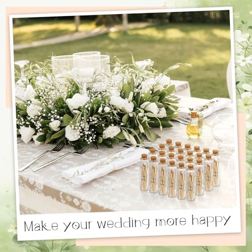 DIY wedding party favor glass match holders with elegant printed text.