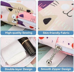 Close up of the durable zipper and soft fabric on the cat period pouch