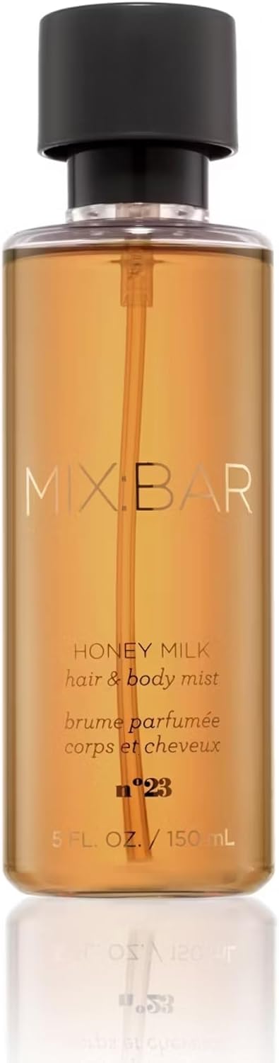 MIX:BAR Honey Milk hair and body mist front view bottle with black cap
