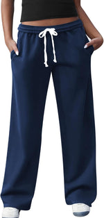 Women's Wide Leg Sweatpants High Waisted Baggy Interior Drawstring Sweatpants Straight Leg Sweat Pants - Image 11
