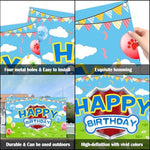 Close up view of the Paw Patrol inspired shield logo on the Danilaziya party banner.