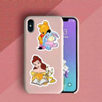 Assorted Disney princess and character vinyl stickers spread out