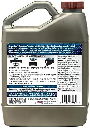 Close up of CRC Thermocure label detailing radiator and water pump cleaning benefits