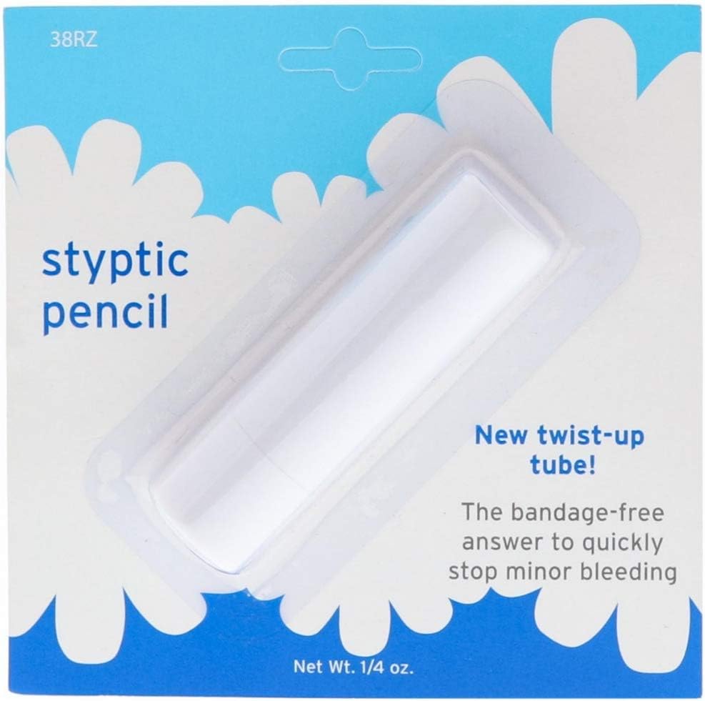 Flowery styptic pencil 1/4 ounce stick front view grooming tool