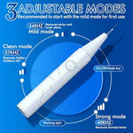 Portable cordless dental calculus remover with 5 interchangeable heads.
