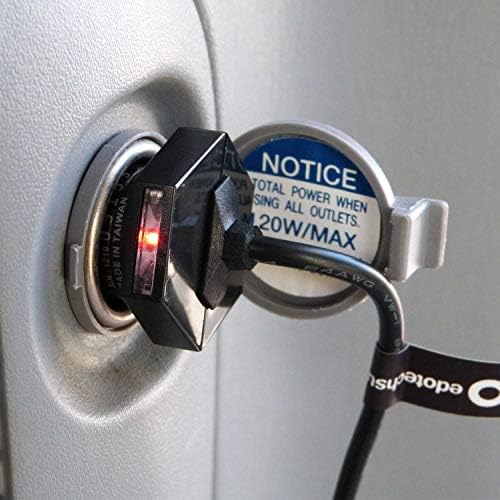 EDO Tech premium car power adapter highlighting the lightweight and space saving form factor for dashboard organization.