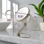 Jerdon MC450N magnifying travel mirror angled view on stand