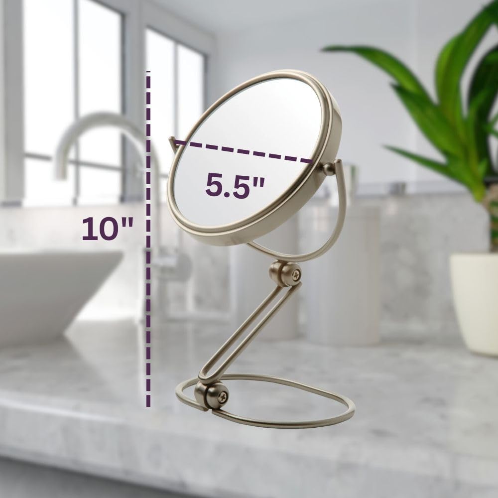 Jerdon MC450N magnifying travel mirror angled view on stand