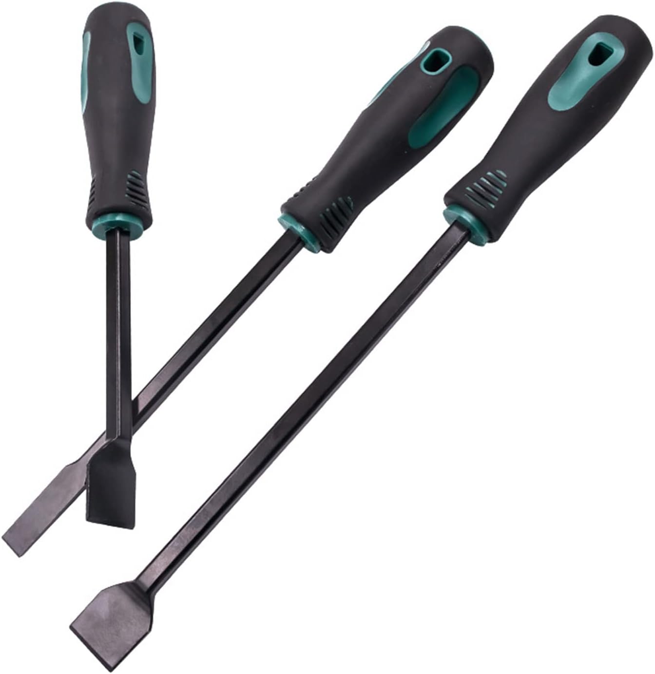 HEYZAKKA 3-piece carbon gasket scraper engine repair tool set front view showcasing three different blade sizes