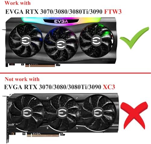 Three piece replacement fan kit for EVGA RTX 3080 FTW3 Ultra cooling solution showing 4-pin connectors