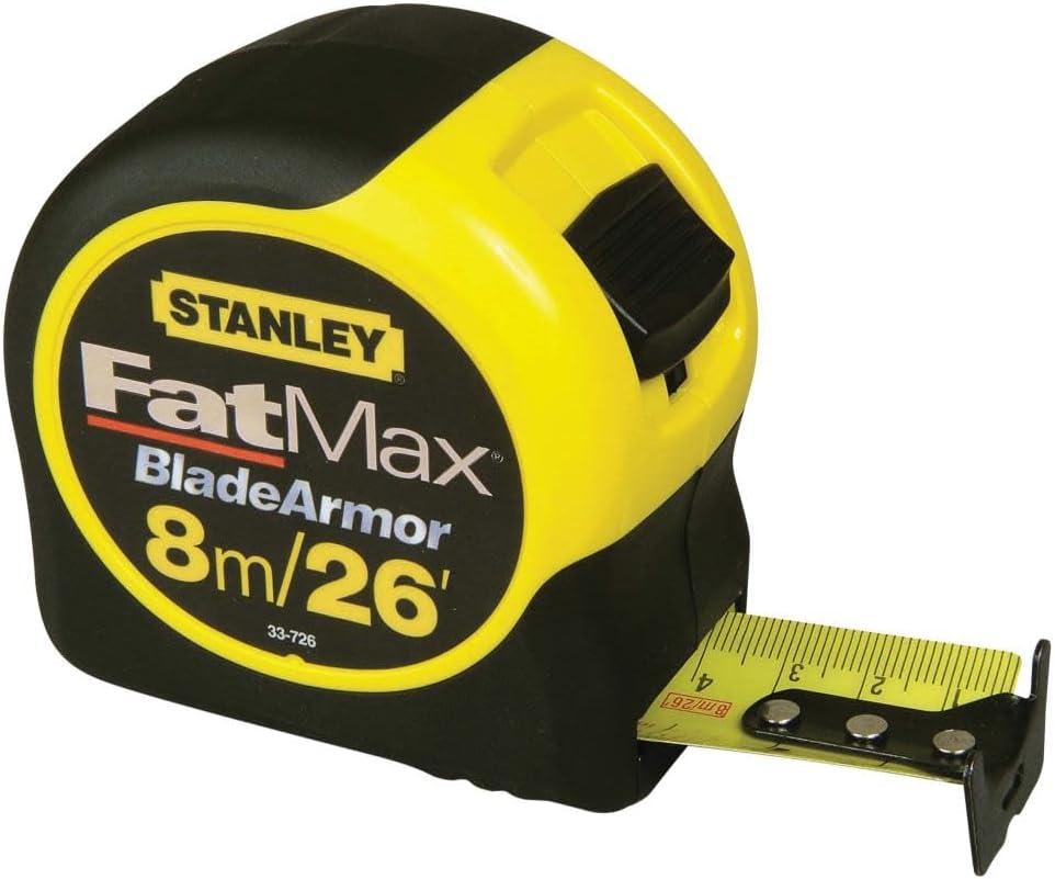 Stanley FatMax tape measure front view with yellow and black case