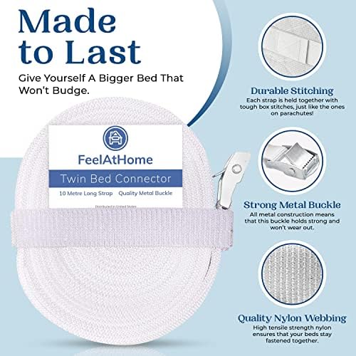 Rolled up FeelAtHome bed connector strap for storage