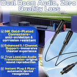 ViewHD digital audio accessory showing the premium finish and exact molding of the fiber optic connectors.